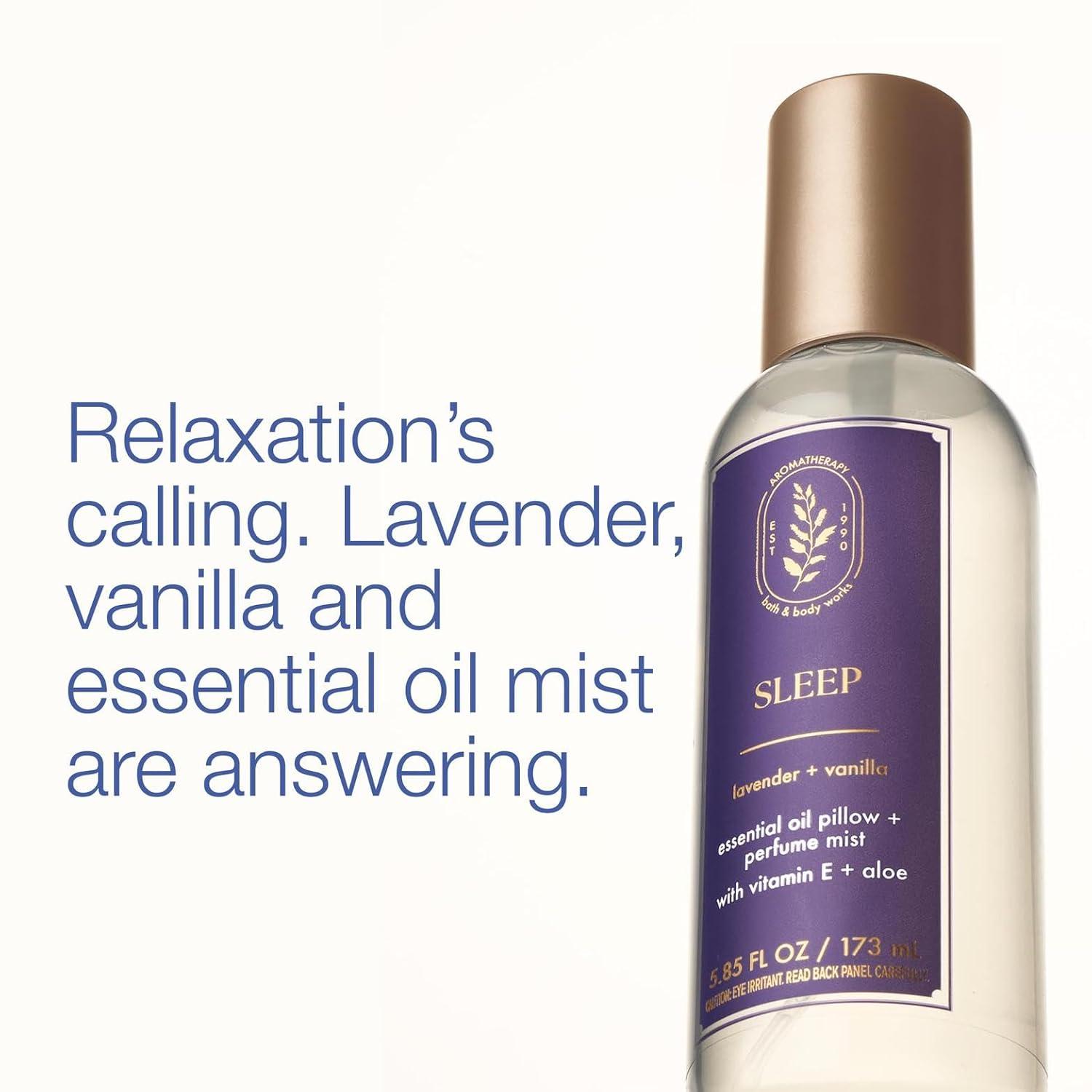 image:imageBath amp Body Works Aromatherapy Lavender Vanilla Essential Oil Mist Body Spray with Vitamin E and Aloe Pillow Spray for Calming Bedtime Relaxation 53 fl oz 1 Pack