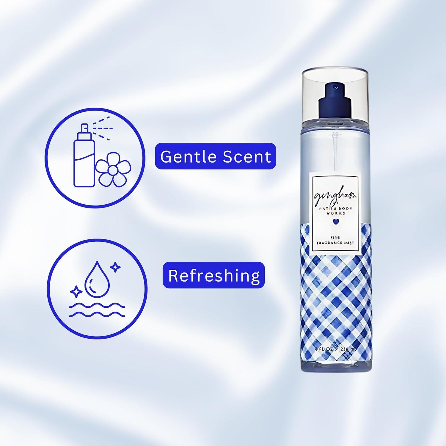 image:imageBath amp Body Works Gingham Gorgeous Fine Fragrance Mist Body Spray amp Perfume for Women LongLasting Personal Fragrance Pink Strawberries Peony Blooms and Peach Nectar Scent 8 fl oz 1 PackFloral