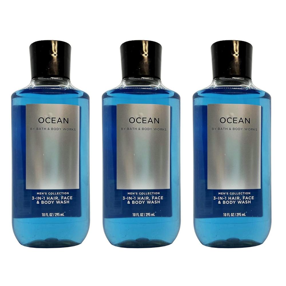 image:imageBath amp Body Works 3in1 Hair Face amp Body Wash for Men Ocean Scent Mens Shampoo amp Cleanser with ProVitamin B5 amp Aloe Coastal Air amp Cypress Scent 10 fl oz 2 PackOcean