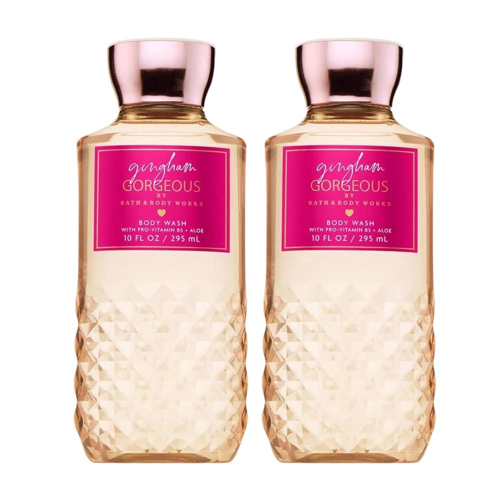 image:imageBath amp Body Works Gingham Gorgeous Body Wash Nourishing Cleanser with ProVitamin B5 amp Aloe Pink Strawberries Peony Blooms and Peach Nectar Gentle for Daily Use 10 fl oz 2 Pack