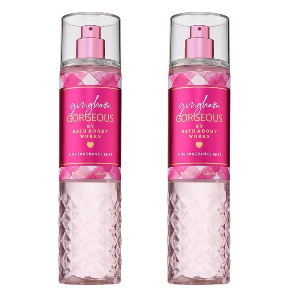 image:imageBath amp Body Works Gingham Gorgeous Fine Fragrance Mist Body Spray amp Perfume for Women LongLasting Personal Fragrance Pink Strawberries Peony Blooms and Peach Nectar Scent 8 fl oz 2 Pack