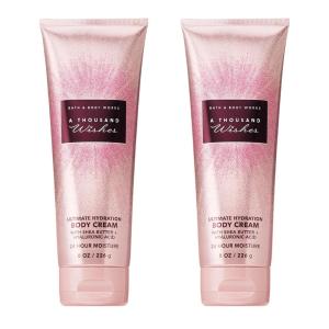 Bath & Body Works A Thousand Wishes Body Cream, Ultimate Hydration Moisturizer with Shea Butter & Hyaluronic Acid for Dry Skin, Prosecco and Peony Scent, 8 oz – 2 Pack(Peony)