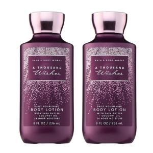 Bath & Body Works A Thousand Wishes Body Lotion, Lightweight Daily Moisturizer with Shea Butter & Coconut Oil, Sparkling Prosecco & Peony Scent, 8 fl oz – 2 Pack