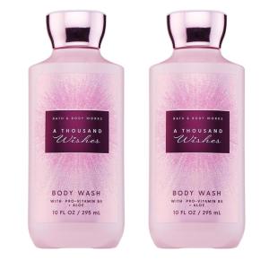 Bath & Body Works A Thousand Wishes Body Wash, Nourishing Cleanser with Pro-Vitamin B5 & Aloe, Prosecco & Peony Scent, Gentle for Daily Use, 10 fl oz – 2 Pack