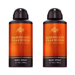 Bath & Body Works Body Spray for Men, Mahogany Teakwood Scent, Men’s Spray with Long-Lasting Personal Fragrance, Warm Woodsy & Masculine Scent, 8 oz – 2 Pack