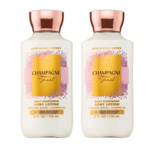 Bath & Body Works Champagne Toast Body Lotion, Lightweight Daily Moisturizer with Shea Butter & Coconut Oil, Bubbly Champagne & Sparkling Berry Scent, 8 fl oz – 2 Pack(8 Fl Oz (Pack of 2))