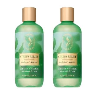 Bath & Body Works Eucalyptus Spearmint Body Wash & Foam Bath, Aromatherapy Cleanser with Vitamin E & Aloe, Non-Drying & Gentle for Daily Use, 10 fl oz – 2 Pack