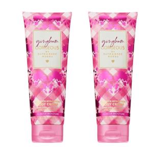 Bath & Body Works Gingham Gorgeous Body Cream, Ultimate Hydration Moisturizer with Shea Butter & Hyaluronic Acid for Dry Skin – Pink Strawberries, Peony Blooms, and Peach Nectar, 8 oz – 2 Pack