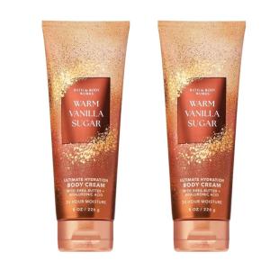 Bath & Body Works Warm Vanilla Sugar Body Cream, Ultimate Hydration Moisturizer with Shea Butter & Hyaluronic Acid for Dry Skin, Sparkling Sugar and Sweet Vanilla Scent, 8 oz – 2 Pack