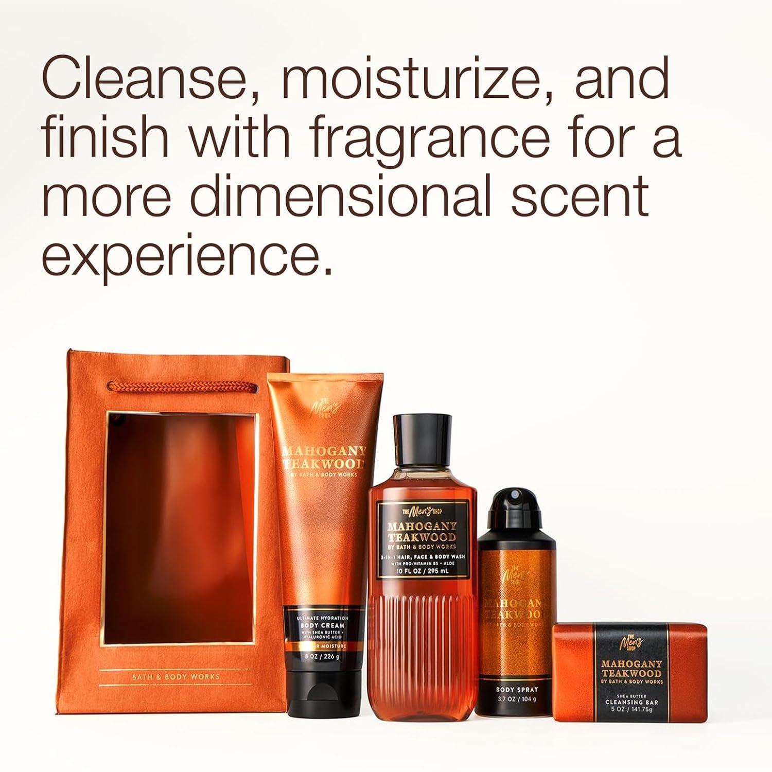 image:imageBath amp Body Works Mens Gift Set Mahogany Teakwood Scent with Body Wash Bar Soap Moisturizing Cream Body Spray Mens Grooming Collection for Gifting or Everyday Use 1 Pack
