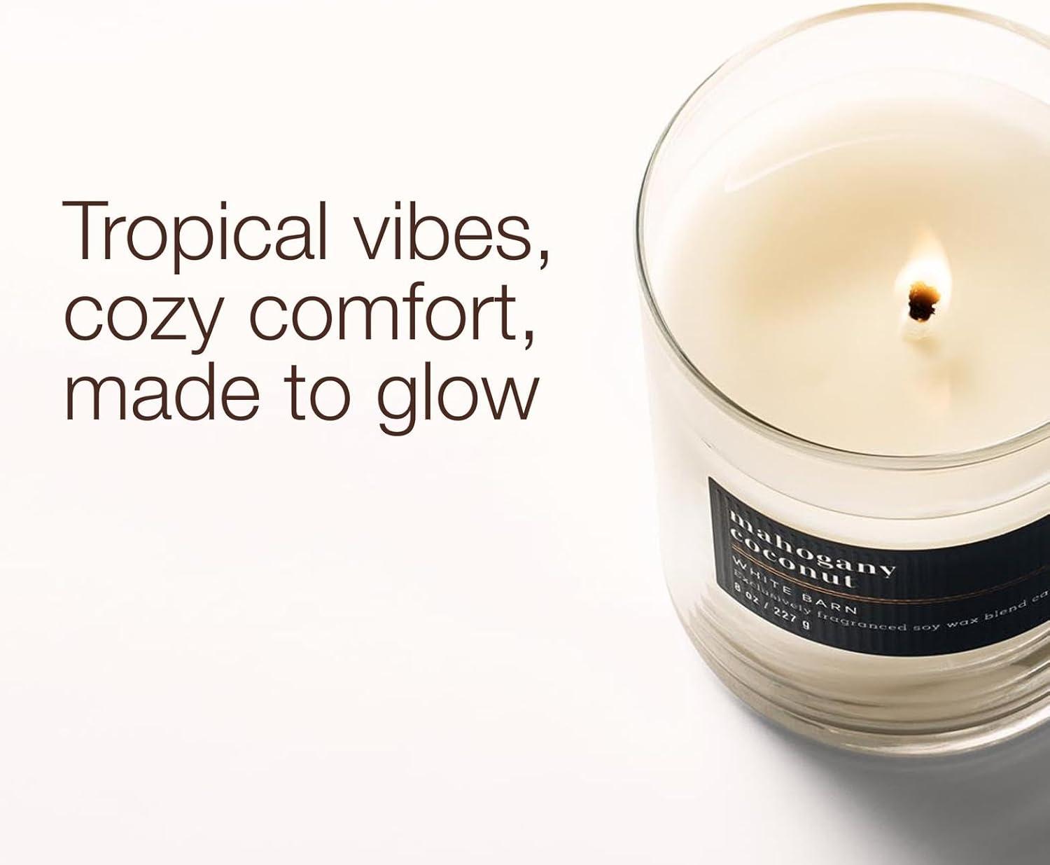 image:imageBath amp Body Works Single Wick Candle Mahogany Coconut Candle LongLasting Burn Up to 45 Hours Exclusively Fragranced Soy Wax Blend 8 oz 1 Pack