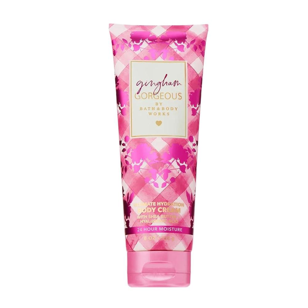 image:imageBath amp Body Works Gingham Gorgeous Body Cream Ultimate Hydration Moisturizer with Shea Butter amp Hyaluronic Acid for Dry Skin Pink Strawberries Peony Blooms and Peach Nectar 8 oz 1 Pack