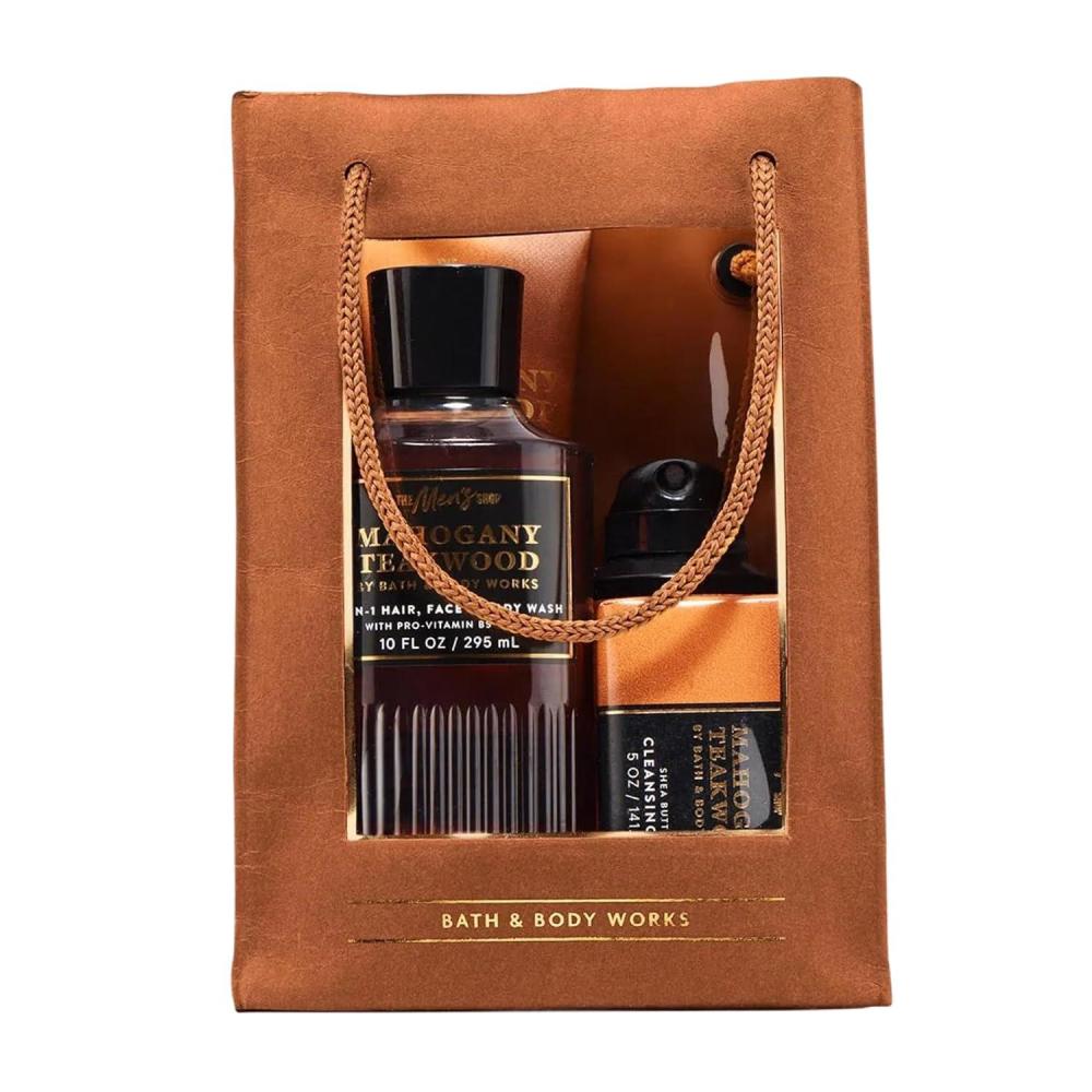 image:imageBath amp Body Works Mens Gift Set Mahogany Teakwood Scent with Body Wash Bar Soap Moisturizing Cream Body Spray Mens Grooming Collection for Gifting or Everyday Use 1 Pack