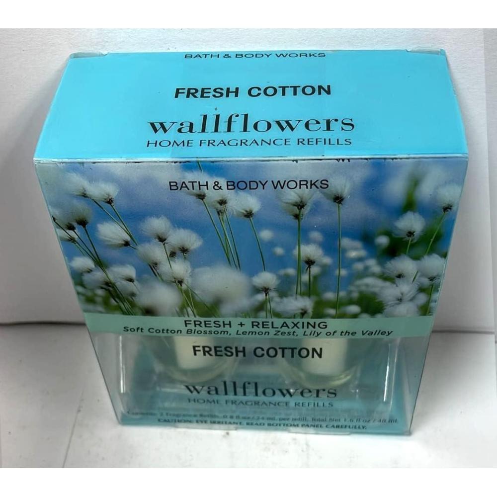 image:imageBath amp Body Works Wallflowers Refills Eucalyptus Spearmint Scent PlugIn Air Freshener Refills for Bedrooms Bathrooms amp Living Spaces 2 PackFresh Cotton