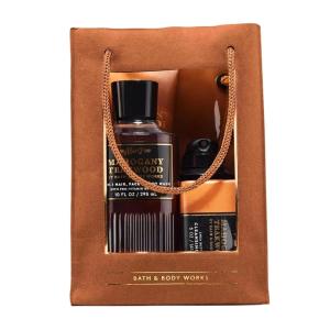 Bath & Body Works Men’s Gift Set, Mahogany Teakwood Scent – with Body Wash, Bar Soap, Moisturizing Cream, Body Spray, Men’s Grooming Collection for Gifting or Everyday Use – 1 Pack