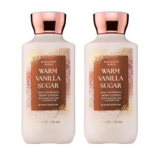 Bath & Body Works Warm Vanilla Sugar Body Lotion, Lightweight Daily Moisturizer with Shea Butter & Coconut Oil, Sparkling Sugar and Sweet Vanilla Scent, 8 fl oz – 2 Pack