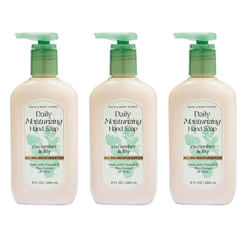 image:imageBath amp Body Works Cucumber amp Lily Daily Moisturizing Hand Soap  Rich Creamy Formula for Gentle Cleansing amp Conditioning  Shea Glycerin Vitamin E amp AloeInfused  Thoughtful Gift  3PackCucumber  Lily