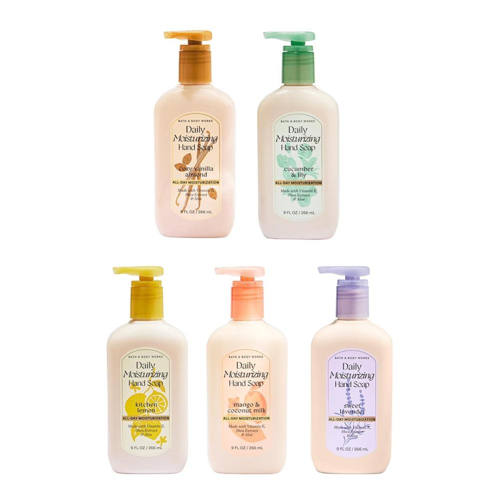 image:imageBath amp Body Works Daily Moisturizing Hand Soap Rich Creamy Formula for Gentle Cleansing amp Conditioning Shea Glycerin Vitamin E amp AloeInfused Thoughtful Gift 5 Fragrance Variety Pack