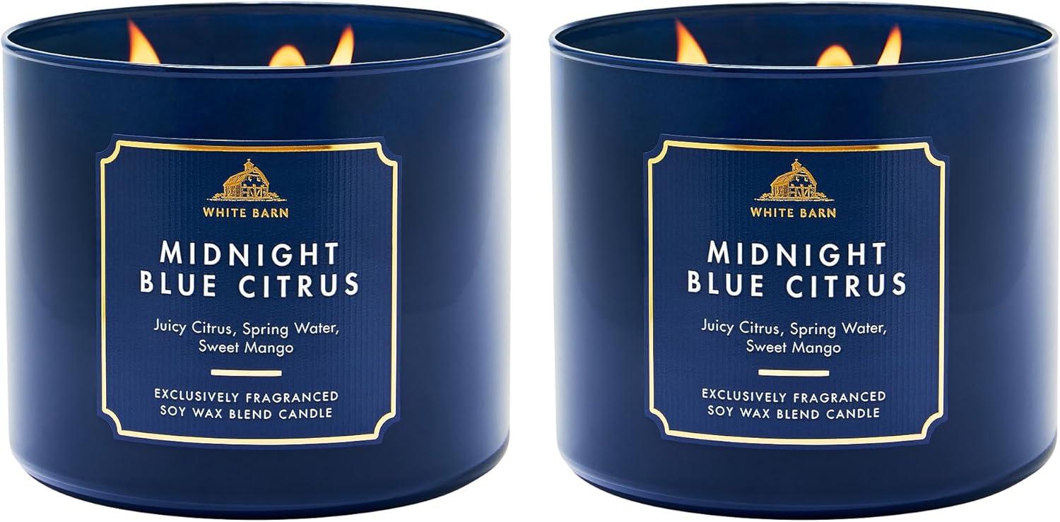 image:imageBath amp Body Works Japanese Cherry Blossom 3Wick Candle Scented Candle for Home Use LongLasting RoomFilling Fragrance High Fragrance Oil Concentration Soy Wax Blend 2PackMidnight Blue Citrus