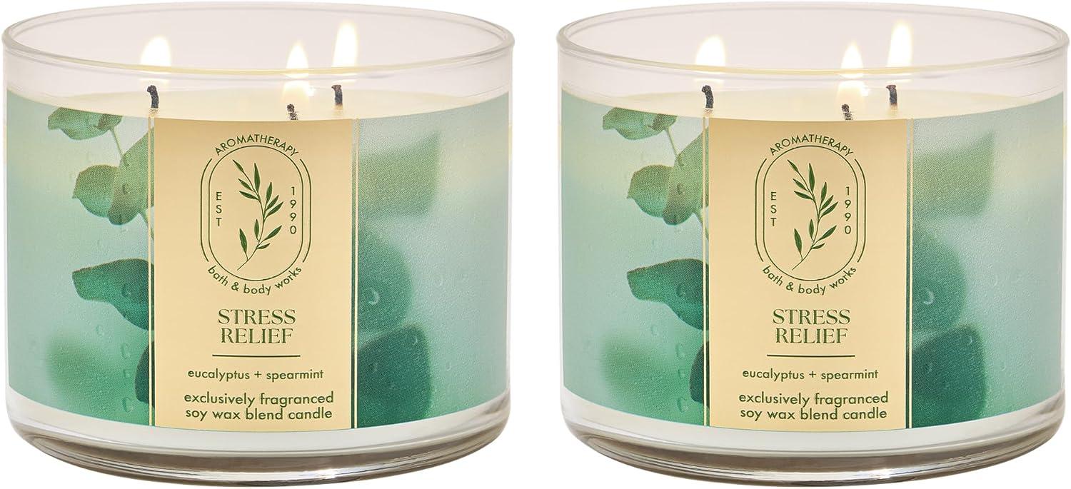 image:imageBath amp Body Works Japanese Cherry Blossom 3Wick Candle Scented Candle for Home Use LongLasting RoomFilling Fragrance High Fragrance Oil Concentration Soy Wax Blend 2PackEucalyptus Spearmint