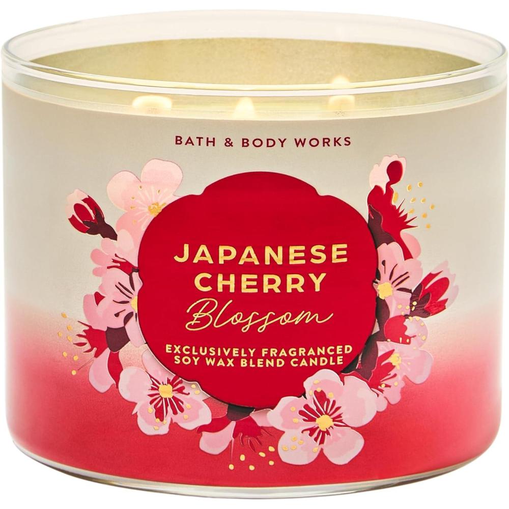 image:imageBath amp Body Works Japanese Cherry Blossom 3Wick Candle Scented Candle for AtHome Use LongLasting RoomFilling Fragrance High Fragrance Oil Concentration Soy Wax Blend