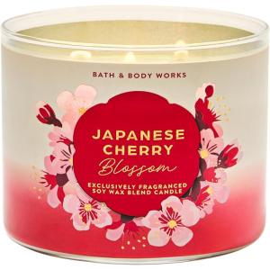 Bath & Body Works Japanese Cherry Blossom 3-Wick Candle – Scented Candle for At-Home Use – Long-Lasting, Room-Filling Fragrance – High Fragrance Oil Concentration – Soy Wax Blend