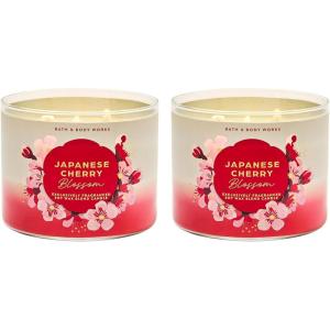 Bath & Body Works Japanese Cherry Blossom 3-Wick Candle – Scented Candle for Home Use – Long-Lasting, Room-Filling Fragrance – High Fragrance Oil Concentration – Soy Wax Blend – 2-Pack(Japanese Cherry Blossom)