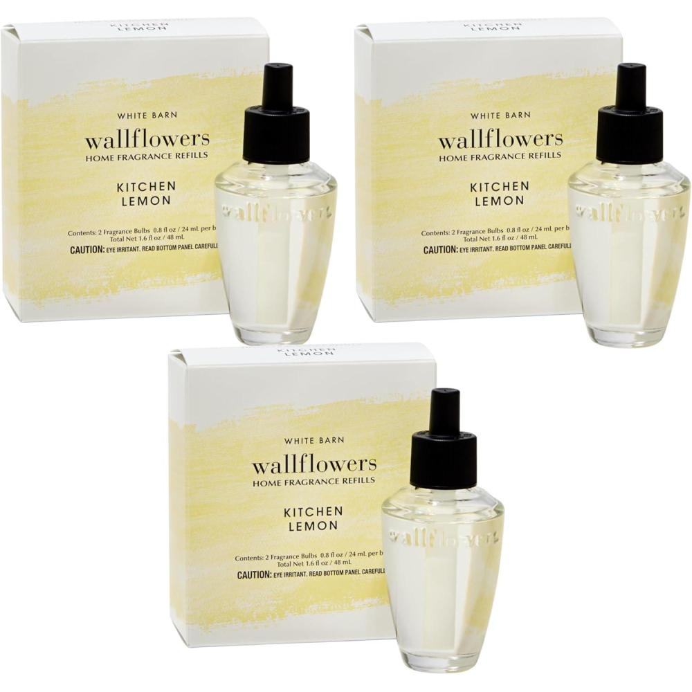 image:imageBath amp Body Works Kitchen Lemon Wallflowers Refills PlugIn Air Freshener Refill for AtHome Use AlwaysOn Fragrance Natural Essential Oils RoomFilling Fragrance Thoughtful Gift 3Pack